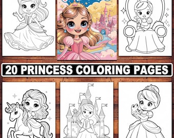 Kleurplaten prinses: 20 grillige sprookjesontwerpen (digitale download)