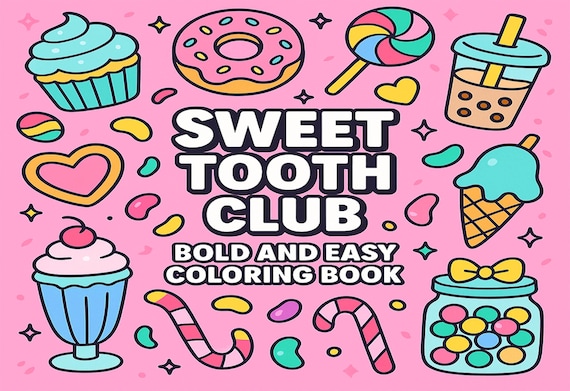 Kawaii Dessert Coloring Book: Cupcakes, Donuts, Candy (PDF Download)
