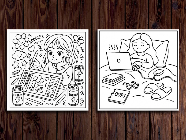 Digital Girl Desk – 20 Cozy Coloring Pages of Pastel Workspaces (Digital Download) image 5
