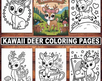 Kawaii Deer Coloring Pages: Woodland Winter Fawn Designs (PDF)