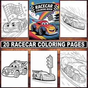 20 Racecar Coloring Pages Printable | Cool Sports Cars, Hot Rods & Fast Vehicle Sheets for Kids | Racing Theme Coloring Book Download