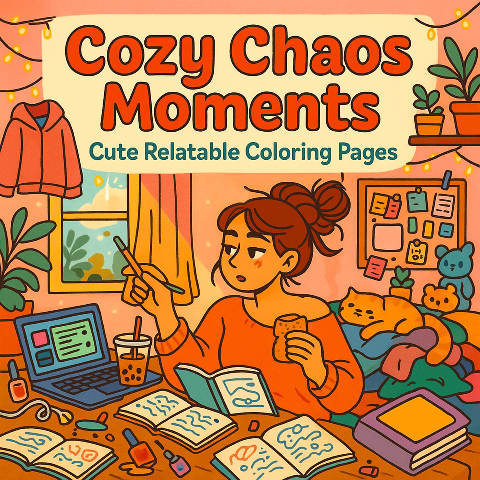 Cluttercore Coloring Pages: Cozy Chaos for Girls (Digital Download)