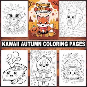 Kawaii Autumn Coloring Pages | 20 Cute and Cozy Fall Designs for Kids and Adults | Adorable Leaves, Pumpkins, and Autumn Vibes
