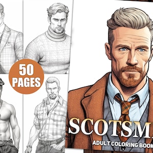 Scottish Hunks Coloring Book: Grayscale Men for Adults (PDF)