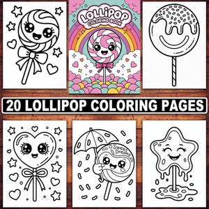 Lollipop Malvorlagen: Kawaii Candyland Desserts (Digitaler Download)