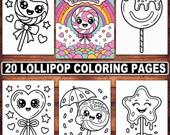 Lollipop Coloring Pages: Kawaii Candyland Desserts (Digital Download)