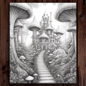 50 Enchanted Forest Coloring Pages for Adults, A Grayscale Fantasy ...