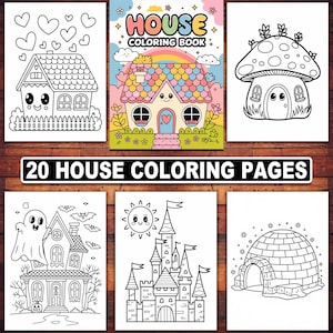 House Coloring Pages: 20 Cozy Home & Village Designs (Digital Download)