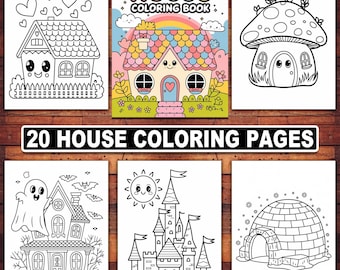 Páginas para colorear de casas: 20 diseños acogedores de casas y pueblos (descarga digital)