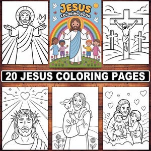 Jesus Malvorlagen | 20 ausdruckbare christliche Malvorlagen für Kinder und Erwachsene | Glaube, Auferstehung und Schriftkunst Kunstbuch