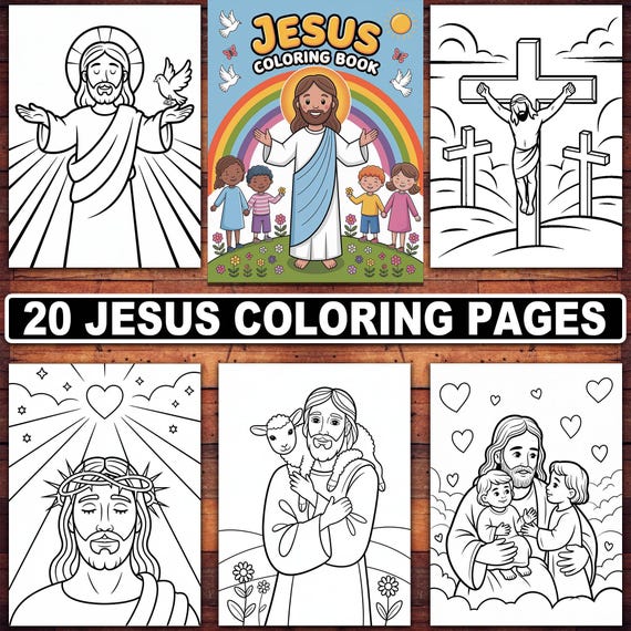 Jesus Coloring Book: 20 Christian Art Pages (PDF Pattern)