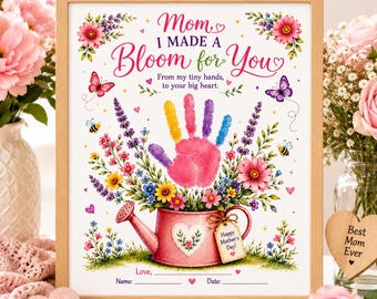 Mother’s Day Handprint Flower Printable, Mom Keepsake Gift from Kids