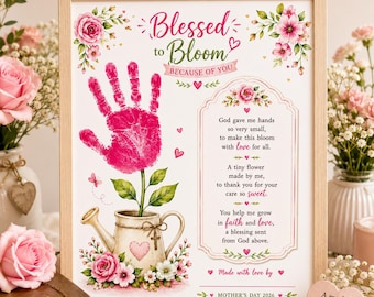 Mother’s Day Handprint Christian Printable, Faith Keepsake Gift from Kids
