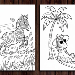 Zebra Coloring Pages: Safari Animal Art for Kids (digital Download) - Etsy