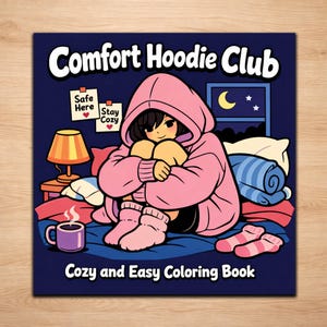 Comfort Hoodie Club Ausmalbilder - 20 gemütliche & entspannte Line Art Designs Bild 1