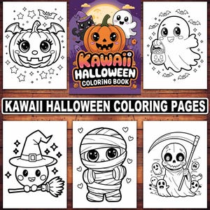 Kawaii Halloween Coloring Pages | 20 Cute and Spooky Designs for Kids and Adults | Fun Halloween Characters and Adorable Creepy Vibes