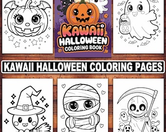 Kawaii Halloween Coloring Pages | Spooky Designs (Digital Download