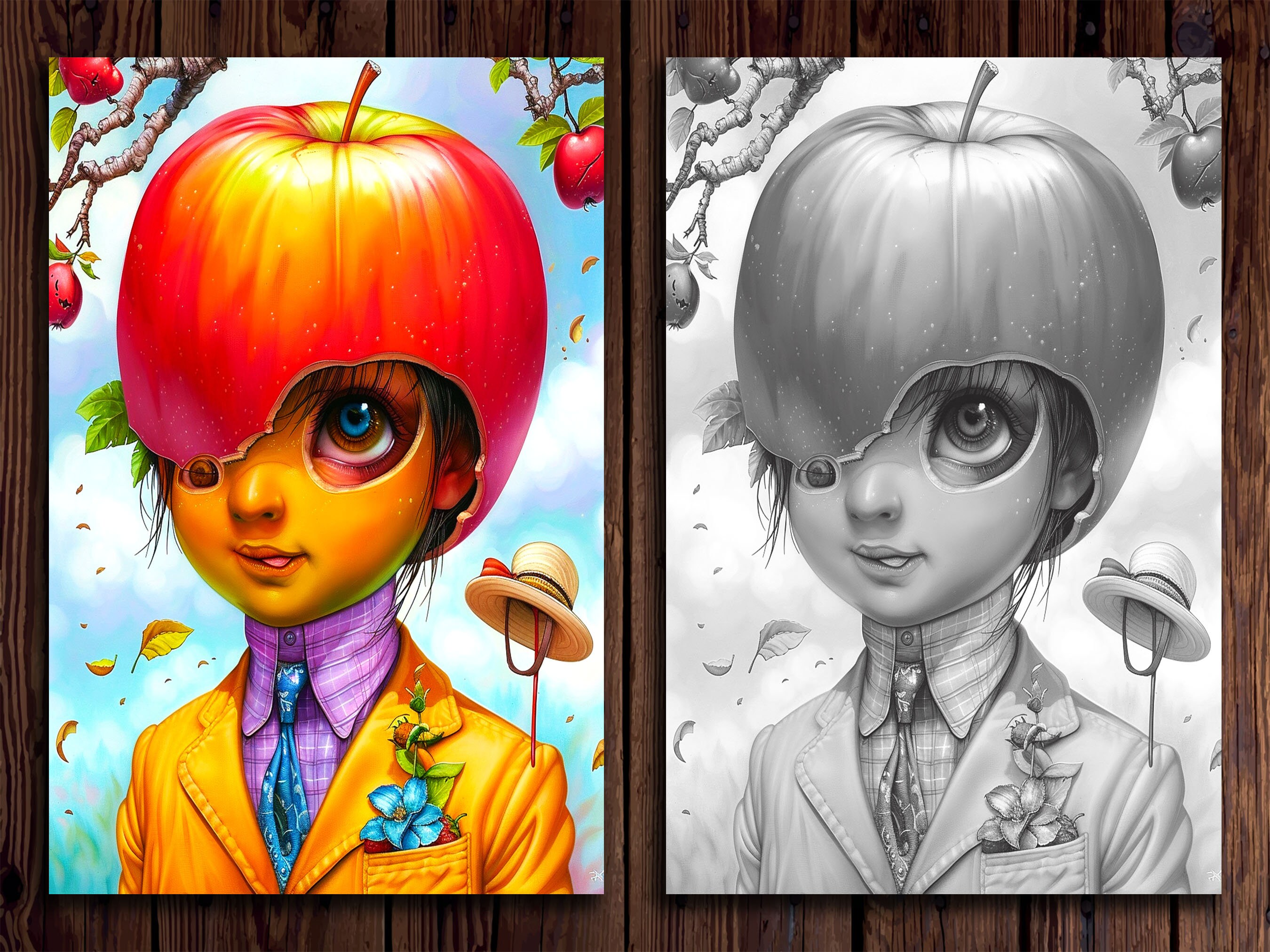 Surrealist Portrait Coloring Pages: Distorted Dreams Grayscale Art ...