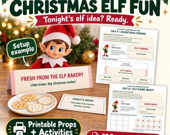 Christmas Elf Printable Kit: 24 Days of Activities, Mini Props, Letters and Preparation Calendar