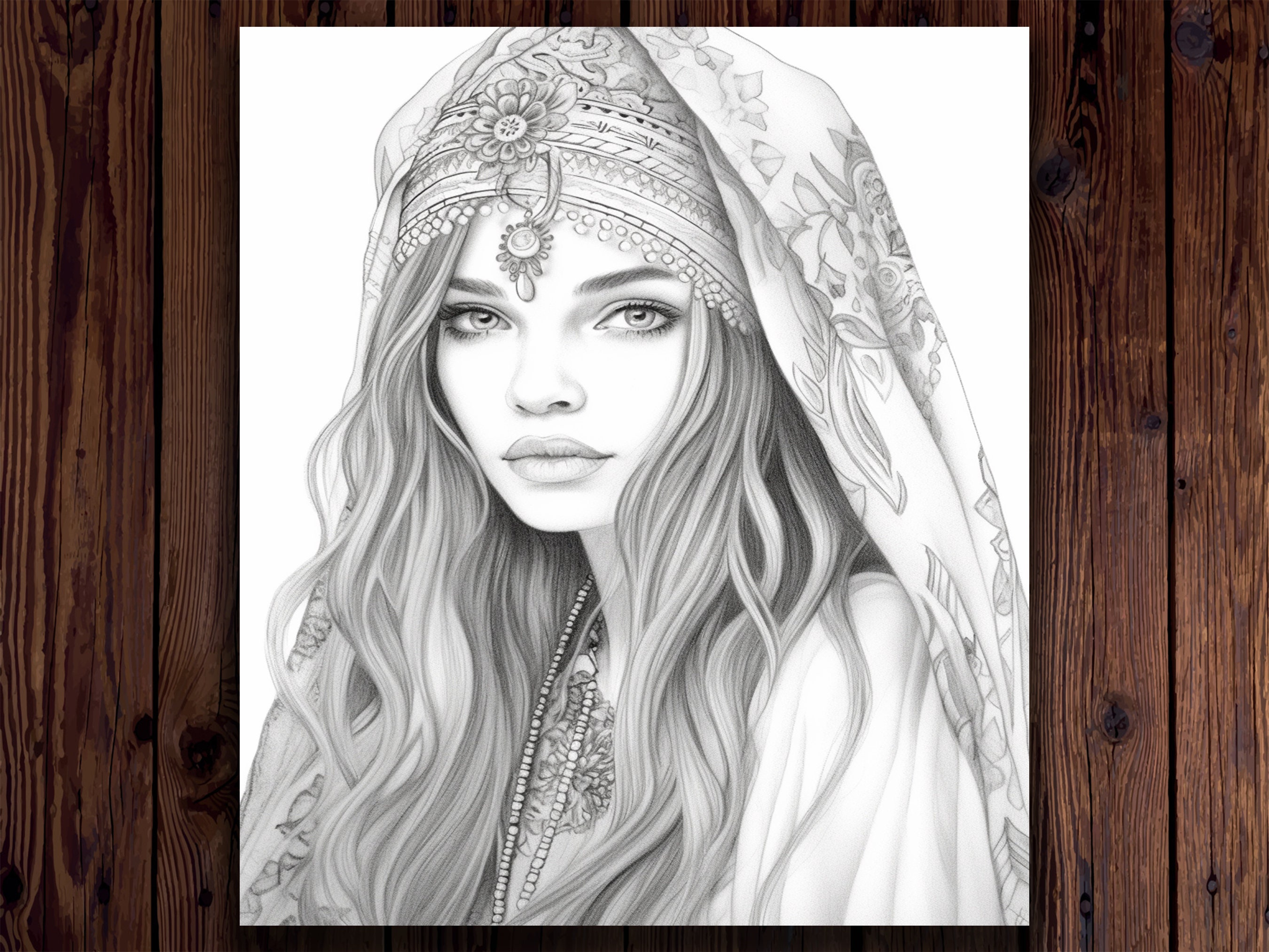 50 Bohemian Beauty Coloring Pages for Adults A Women Coloring - Etsy