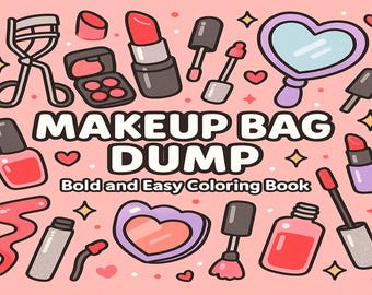 Kleurboek Girly Clutter: puinhoop make-uptas (downloadbare pdf-pagina's)