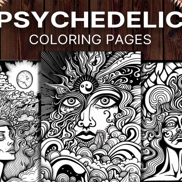 100 Psychedelic Coloring Pages for Adults, Trippy Stoner Coloring Book, Mindfulness & Stress relief Activities