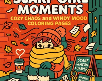 Cozy Autumn Coloring Pages: Scarf Girl Self-Care (PDF Download)