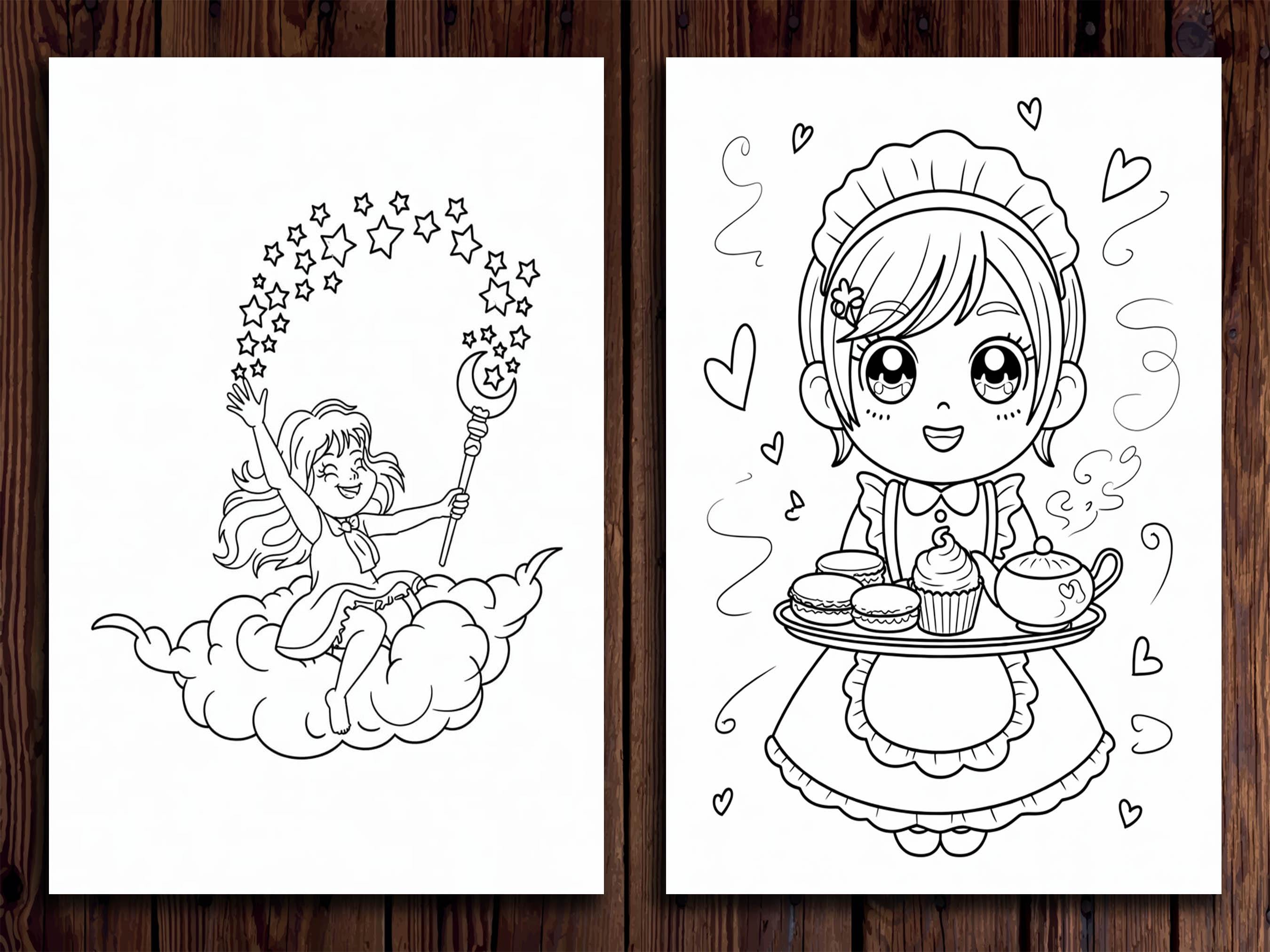 Kawaii Chibi Anime Coloring Book, 20 Pages (digital Download - Etsy
