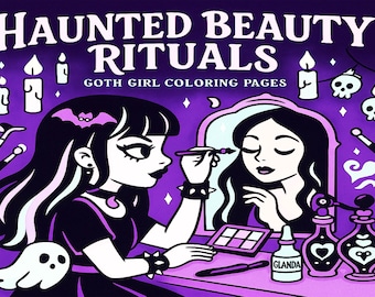 Libro para colorear gótico pastel: Rituales de belleza embrujados (Descarga PDF 8,5 x 8,5 pulgadas)