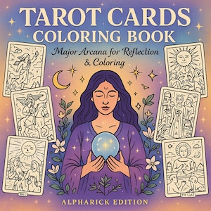 Tarot Card Coloring Pages Printable | 20 Mystical Major Arcana Designs | Witchy Spiritual Divination Coloring Book PDF