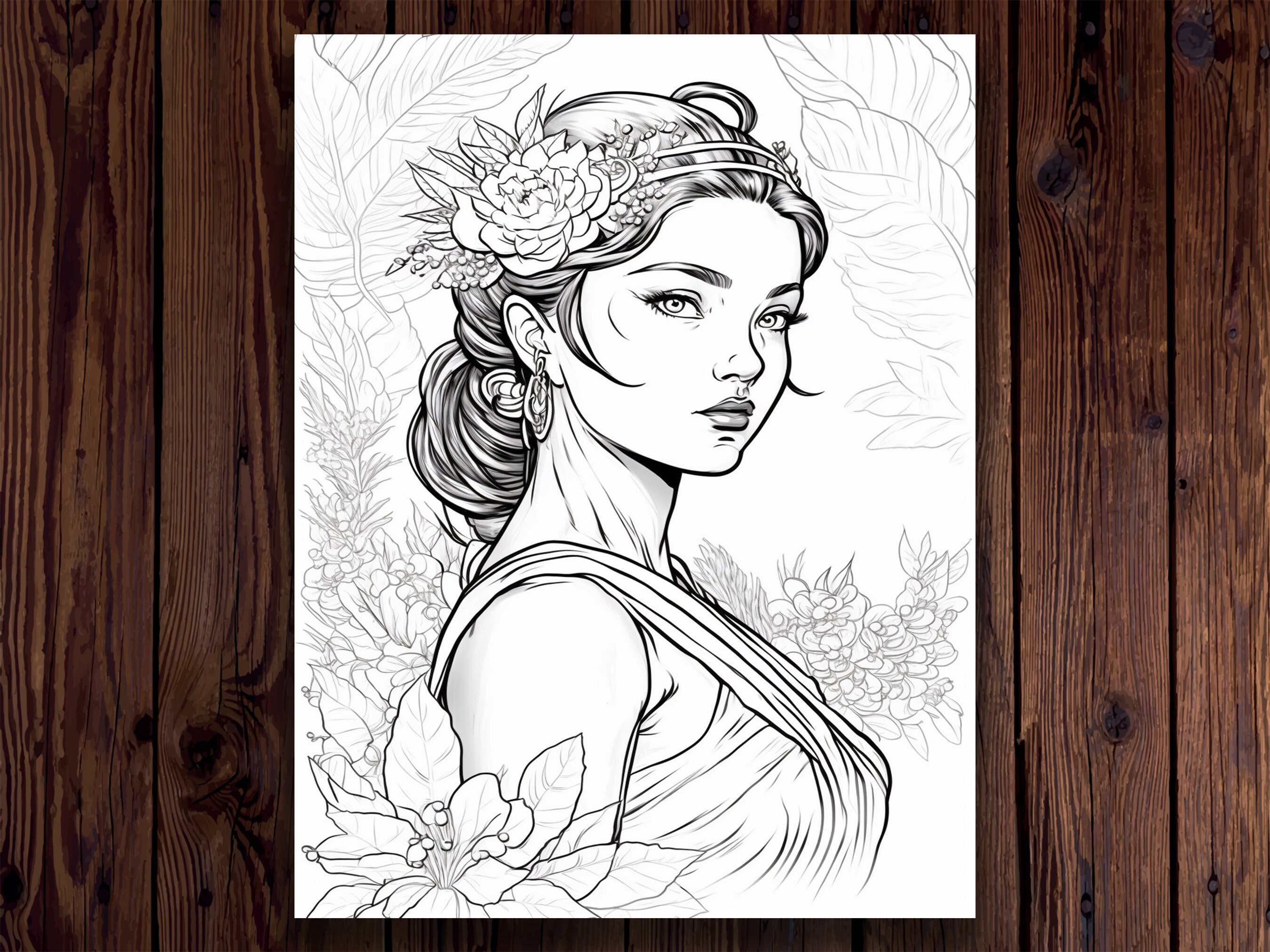 20 Fantasy Beauties Coloring Pages Princess Themed Pages With - Etsy