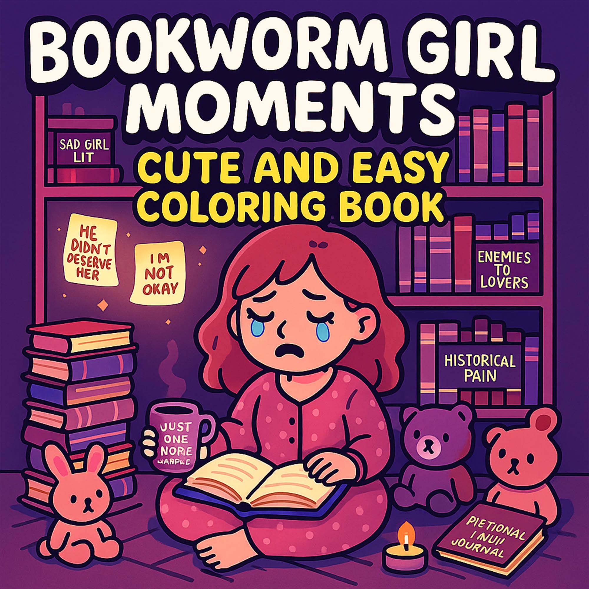 Bookworm Girl Moments â 20 Cozy Coloring Pages with Reading Nooks, Tea Breaks & Bookish Self-Care
