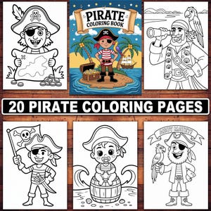 20 Piraten Malseiten zum Ausdrucken | Niedliche Piratenschiffe, Schatzkarten & Abenteuerszenen für Kinder | Ozean Fantasy Malbuch