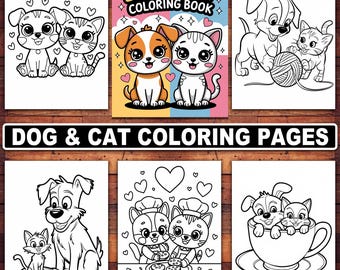 Coloriages de chiens et de chats : 20 dessins d'animaux de compagnie amusants pour les enfants (téléchargement numérique)