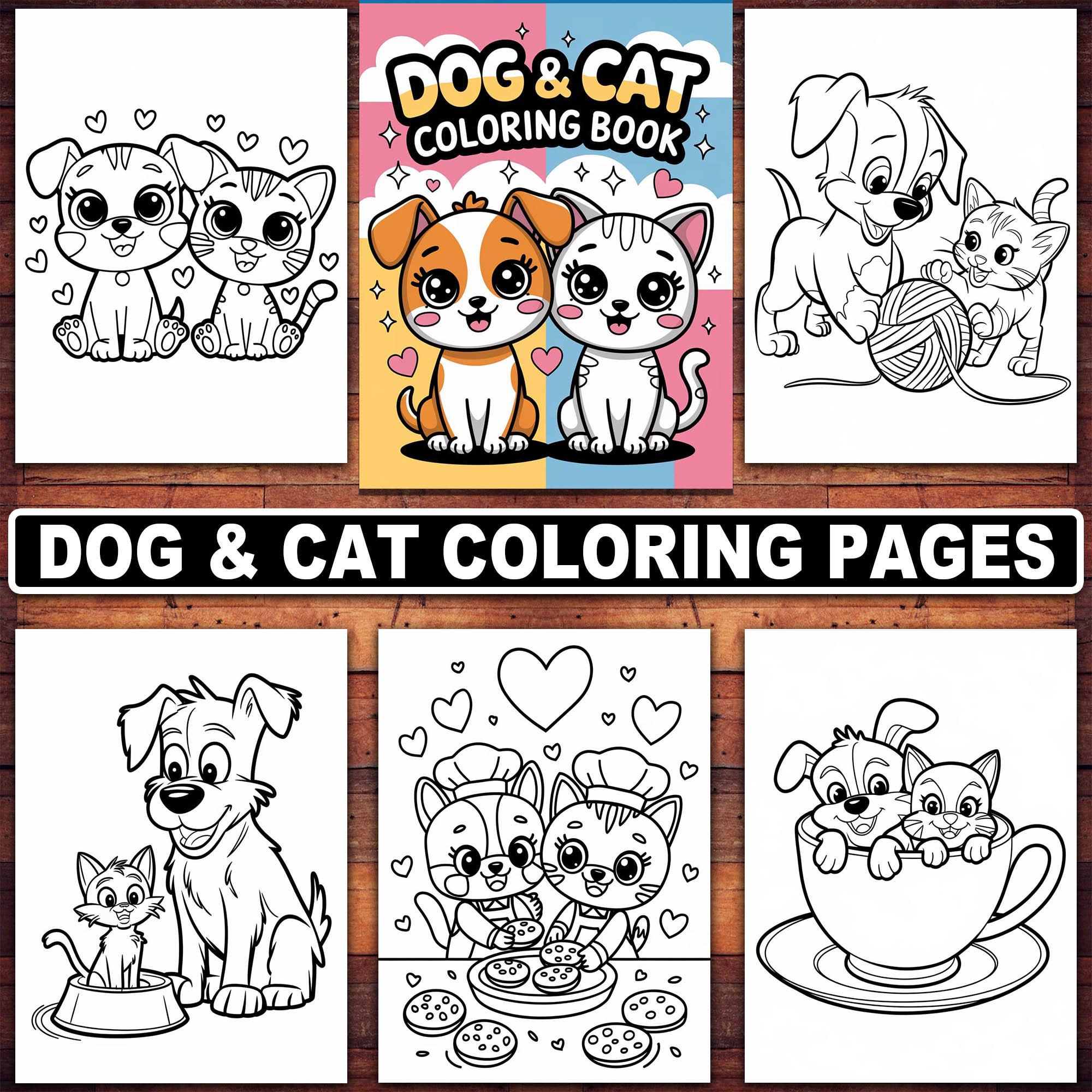 Dog and Cat Coloring Pages: 20 Fun Pet Designs for Kids (digital ...