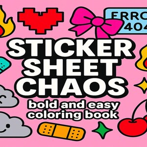 Sticker Sheet Coloring Book – Girly Doodle Icons (PDF Pattern)