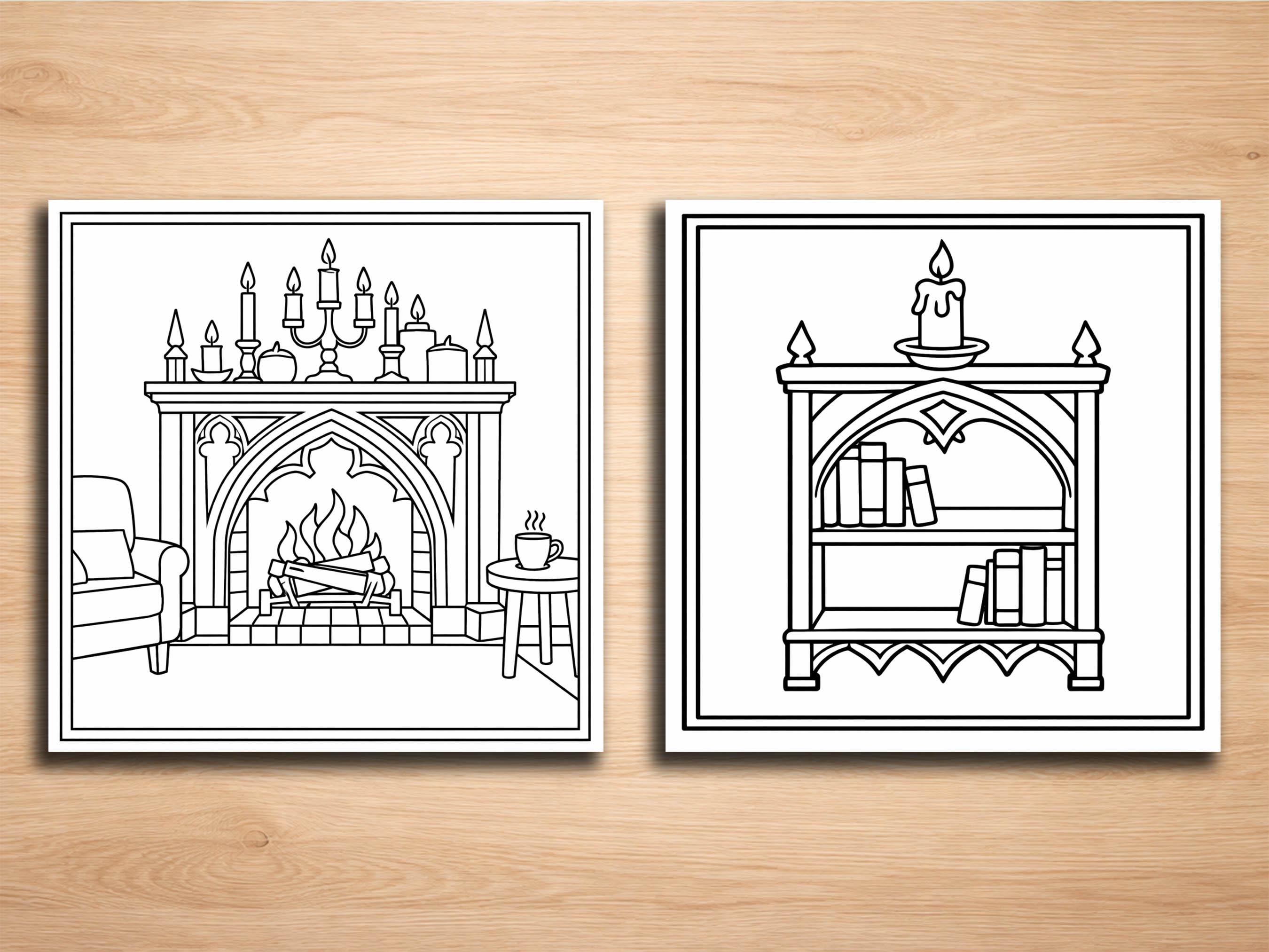 Cozy Gothic Interiors Coloring Pages – 20 Moody & Gothic Room Line Art ...