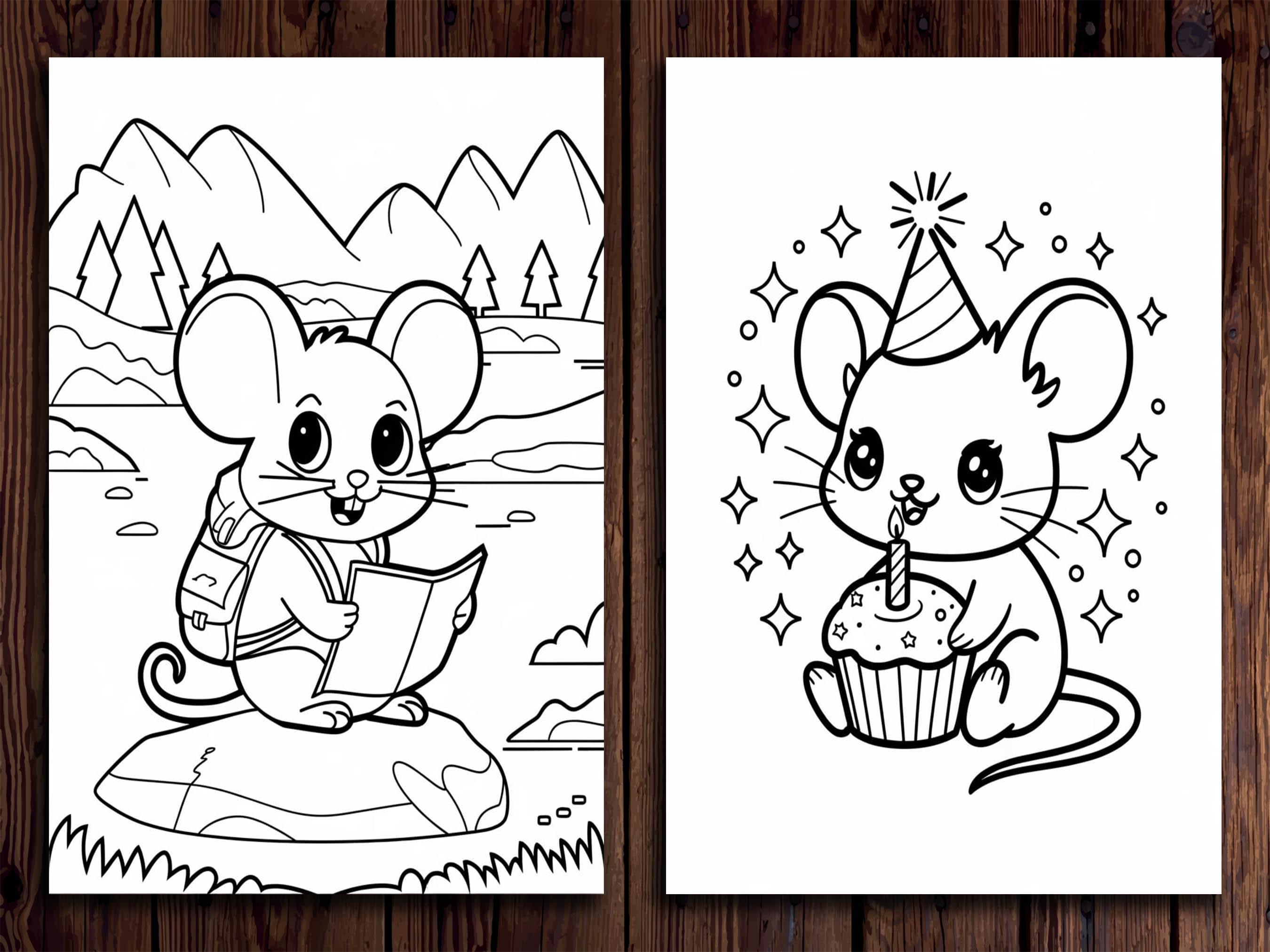 Kawaii Mouse Coloring Pages | 20 Fun Designs for Kids (digital Download) -  Etsy, image size:2700x2025