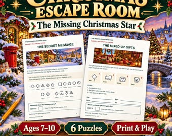 Christmas Escape Room Printable for Kids, Missing Star Mystery Game, Holiday Party Puzzle Activity