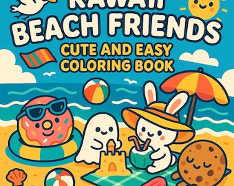 Kawaii Beach Friends Coloring Pages: Summer Animal Designs (PDF Pattern)