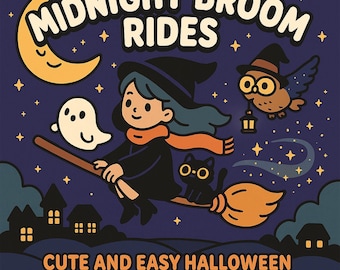 Halloween Witch Coloring Pages: Midnight Broom Rides (Printable PDF Download