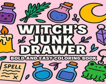 Witch's Junk Drawer Coloring Book: Cottage Witch Clutter (PDF Pattern)
