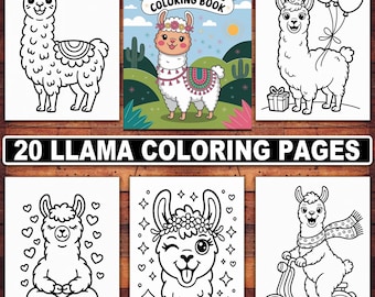 Llama Coloring Pages | 20 Alpaca Animal Sheets (Digital Download)