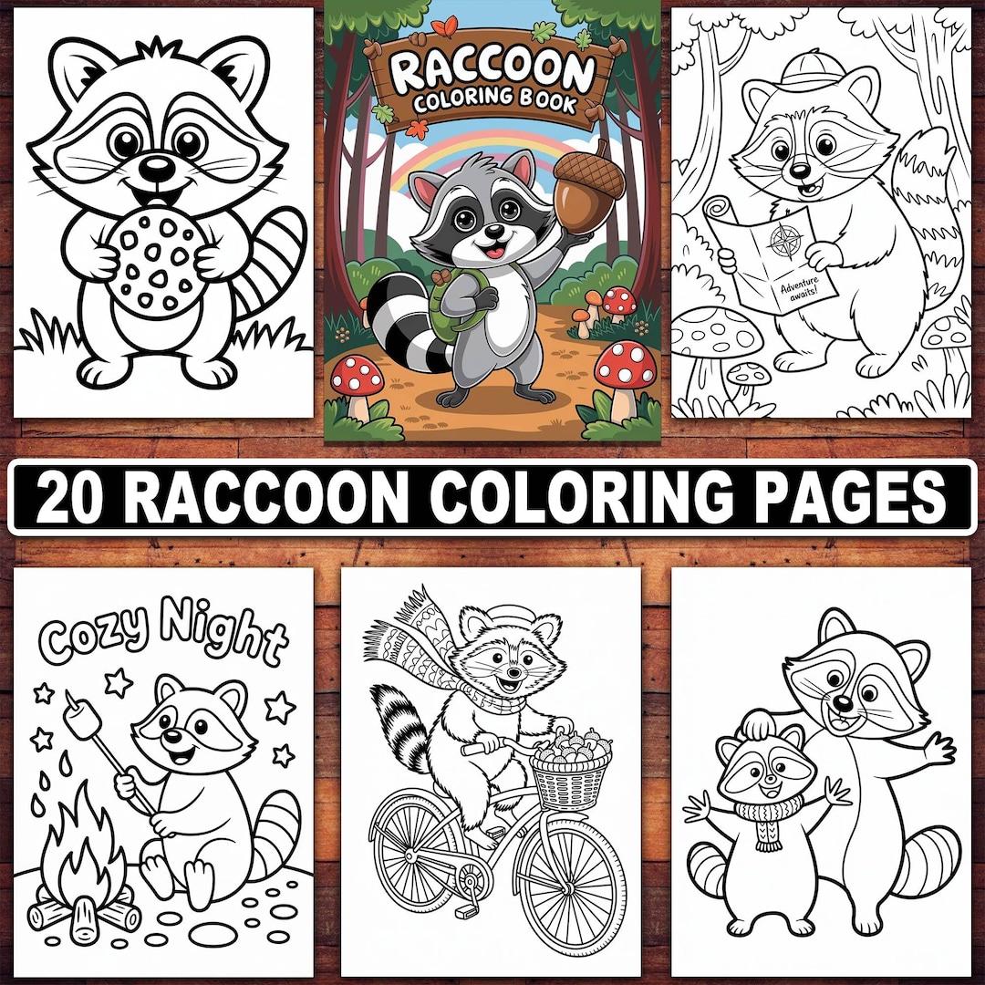20 Raccoon Coloring Pages Printable Cute & Realistic Woodland Animal