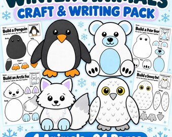 Winter Animals Craft and Writing Pack, Penguin, Polar Bear, Arctic Fox, Snowy Owl Printables