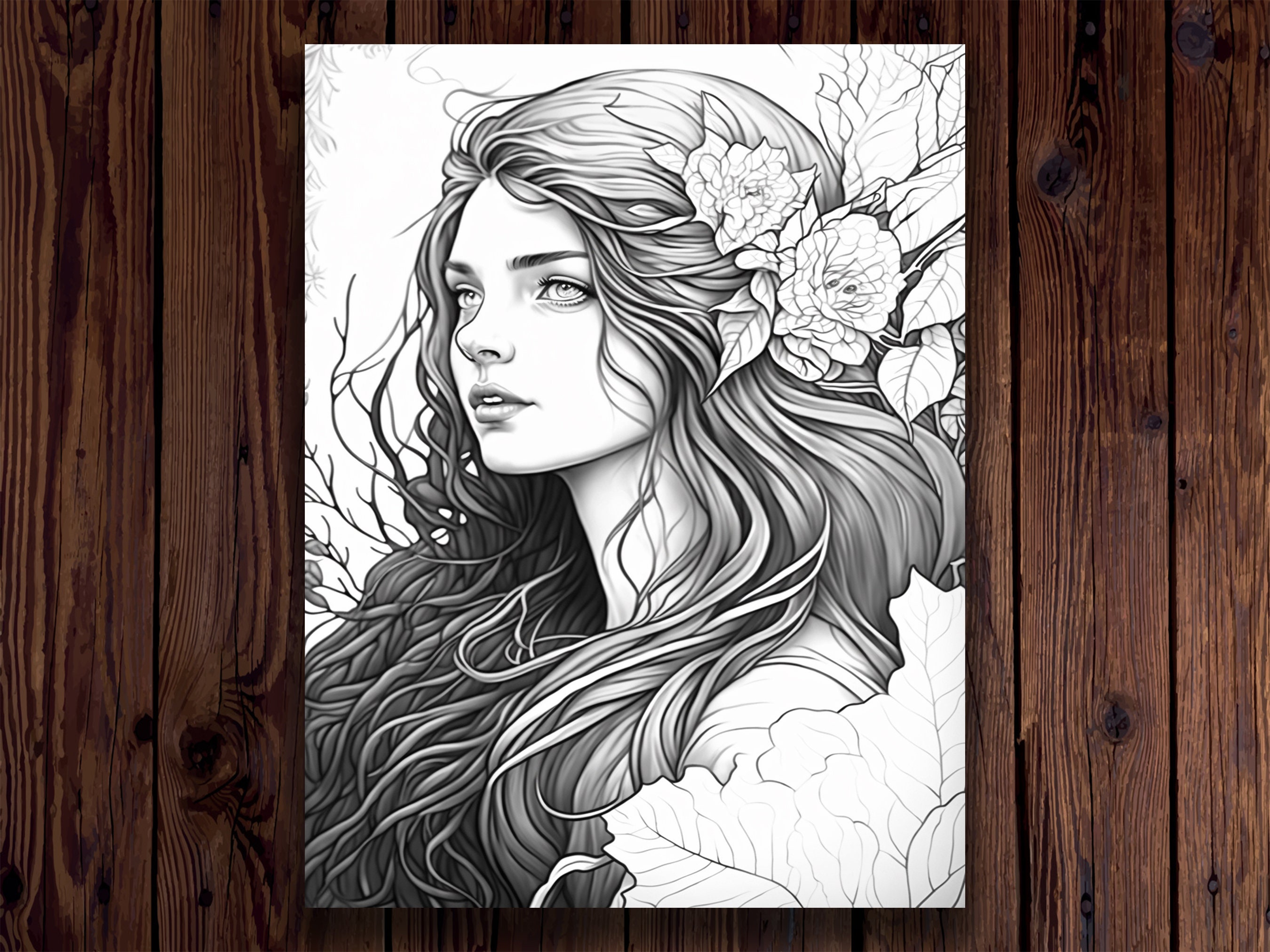 20 Fantasy Beauties Coloring Pages Princess Themed Pages With - Etsy