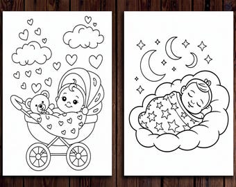 Dibujos para colorear de bebés (descarga digital) 20 diseños - Main Image