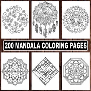 Mandala Coloring Pages: 200 Intricate Designs for Relaxation (Digital Download)