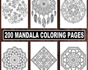 Mandala Coloring Pages: 200 Intricate Designs for Relaxation (Digital Download)