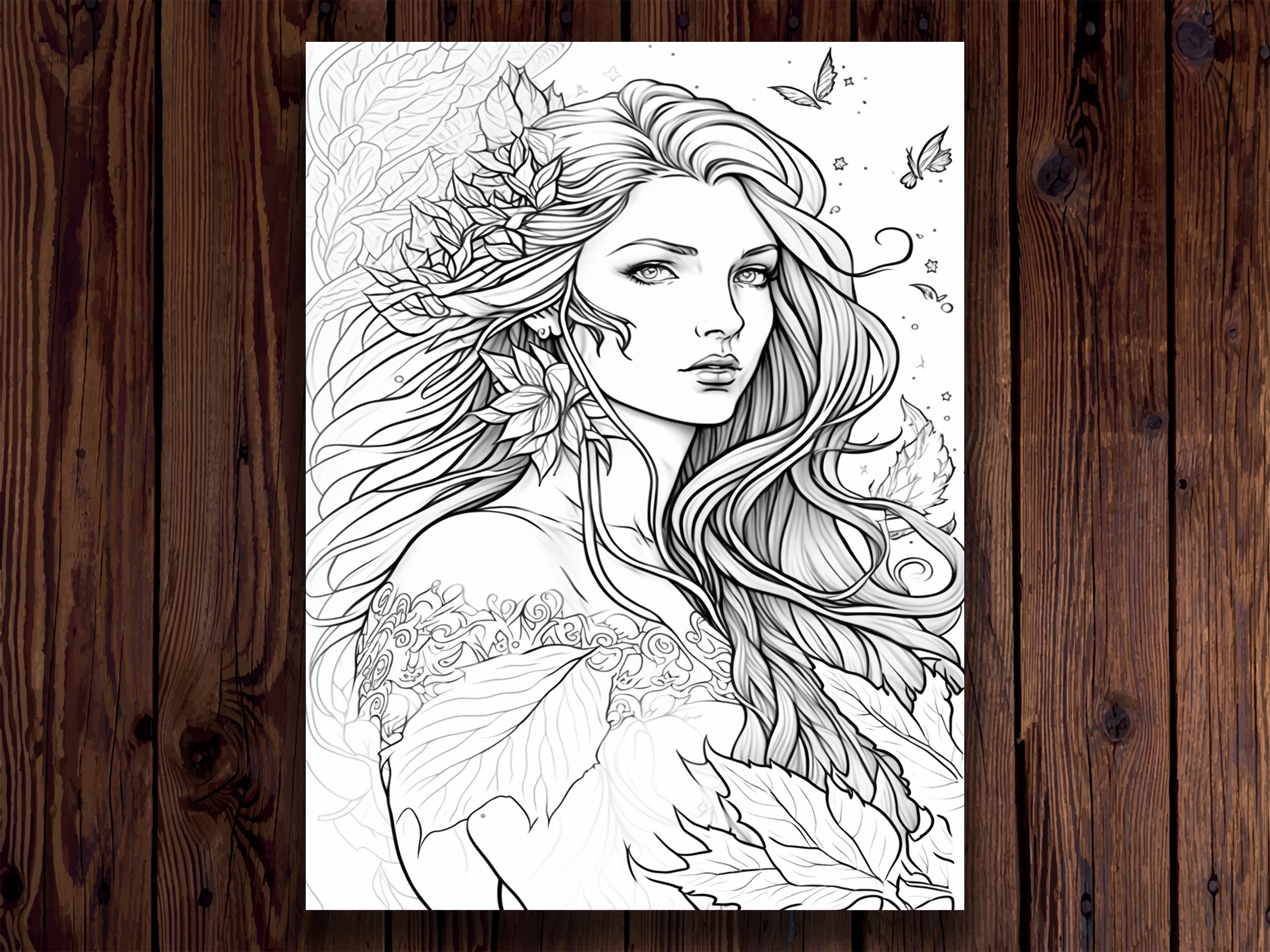20 Fantasy Beauties Coloring Pages Princess Themed Pages With - Etsy